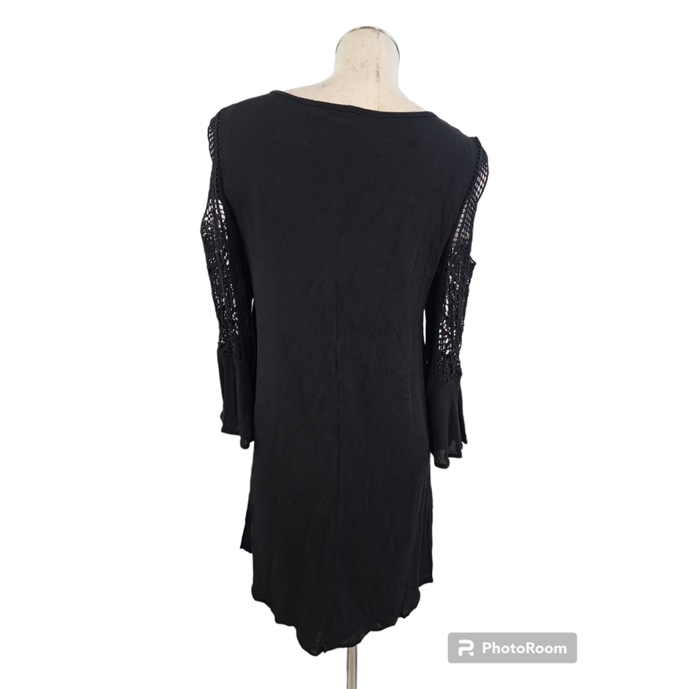Nina Leonard Size L Black Cold Shoulder Dress - Picture 2 of 7